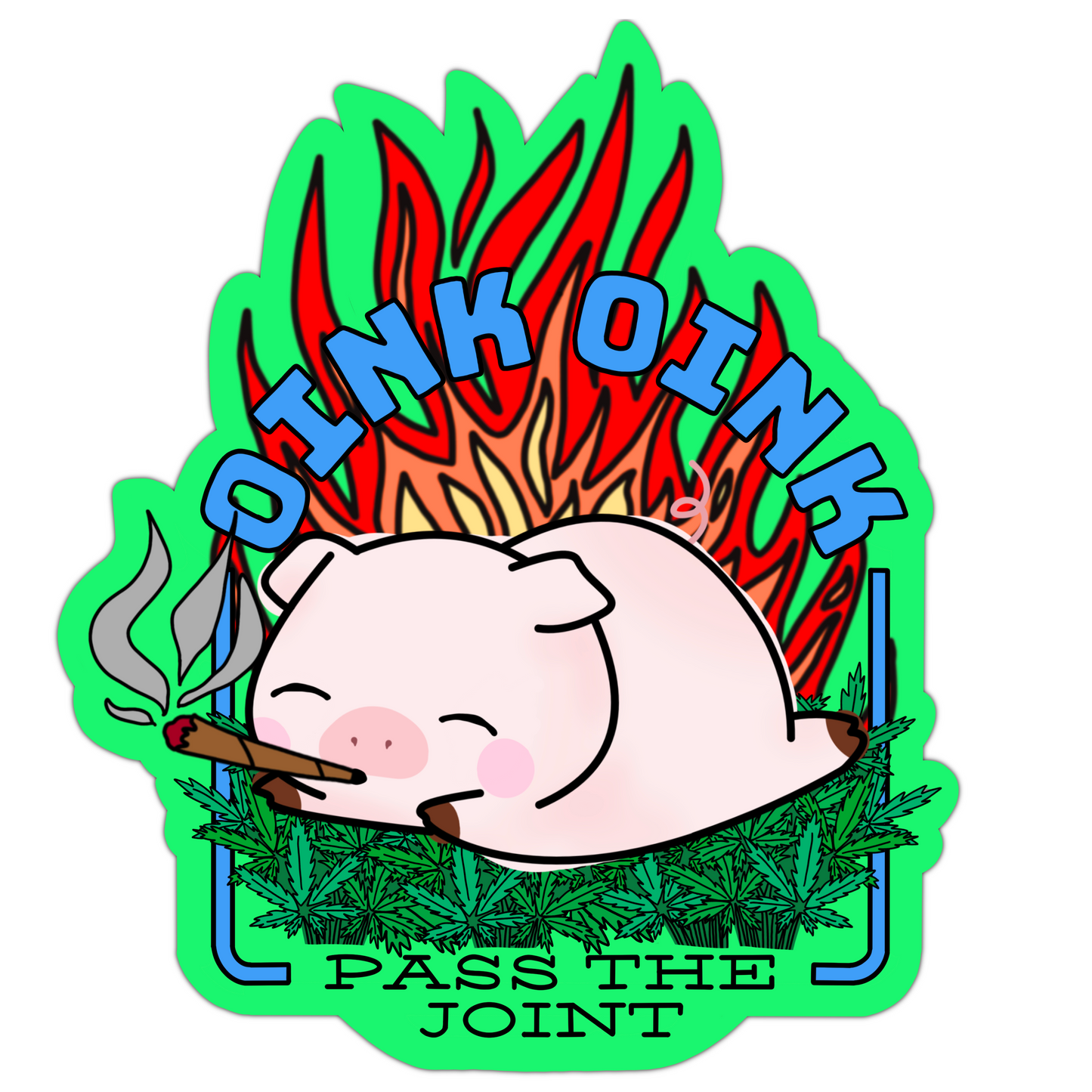 Oink Oink Pass the Joint Sticker