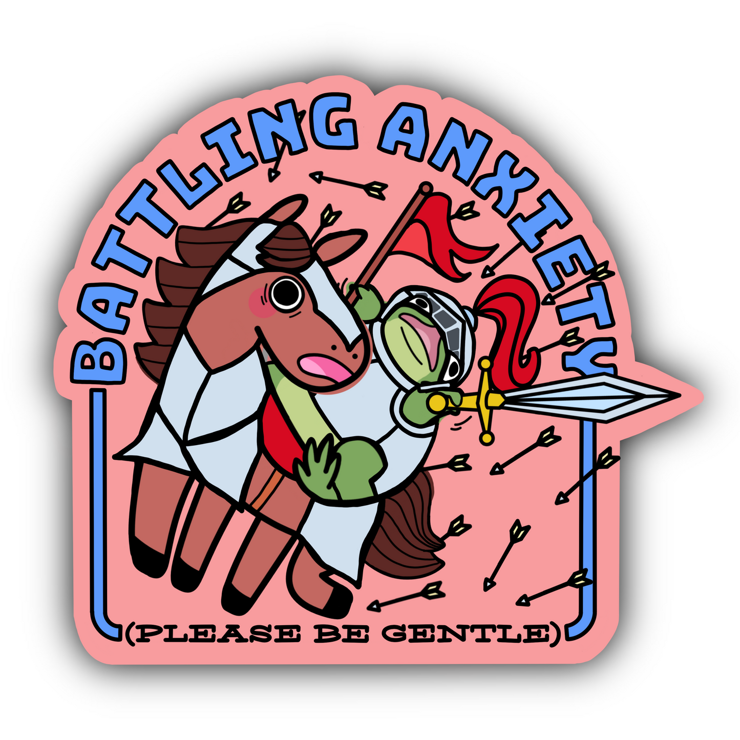 Battling Anxiety Please Be Gentle Sticker