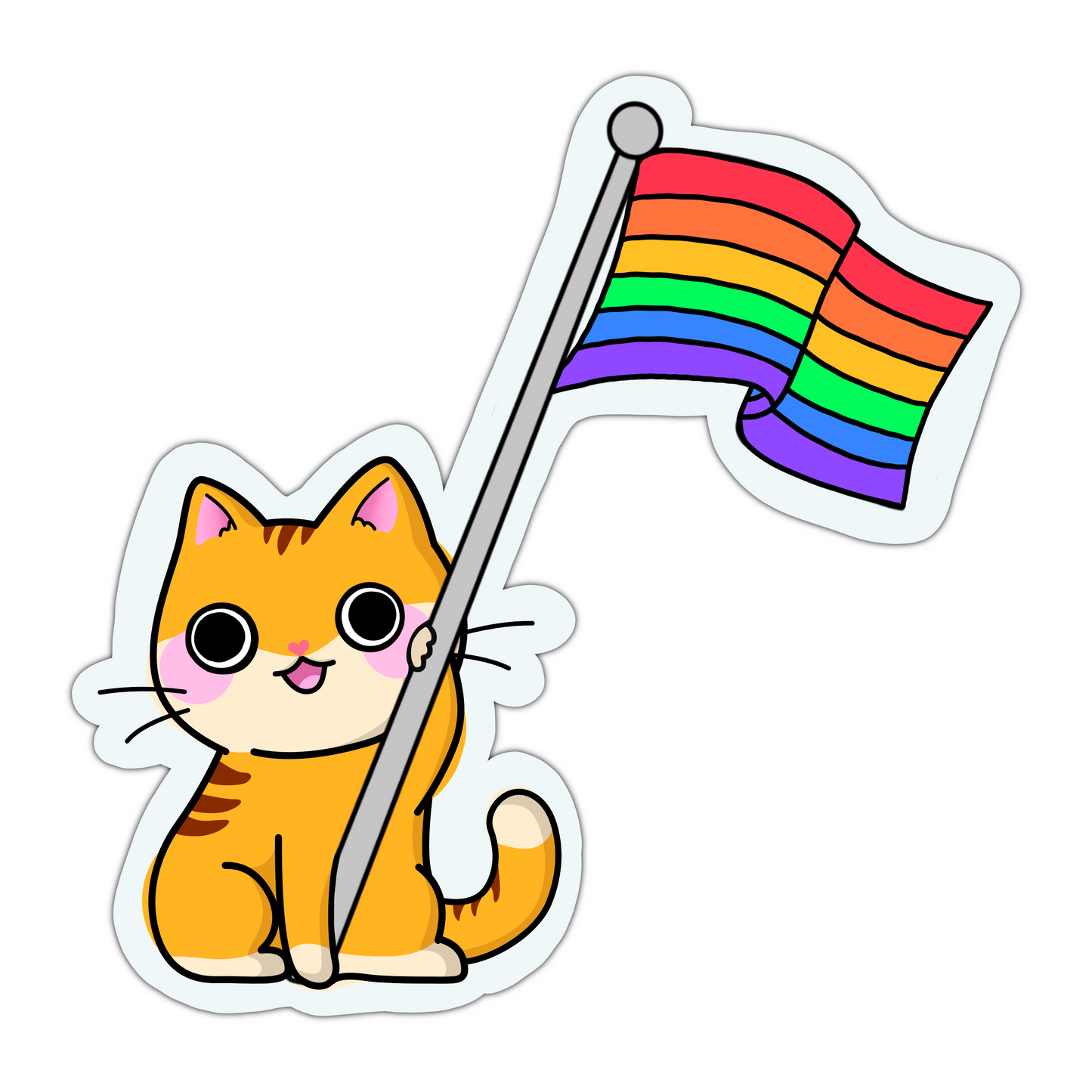 Cat Waving Pride Flag Sticker