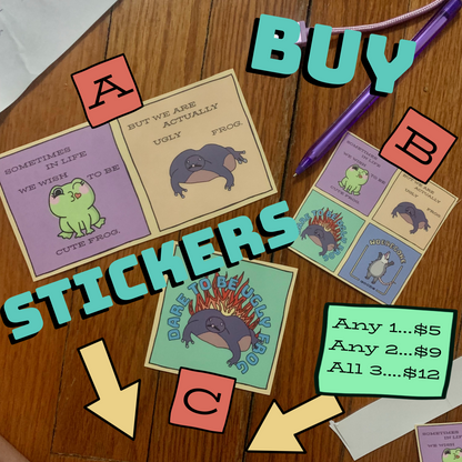 Dare to be Ugly Frog Comic Sticker Pack